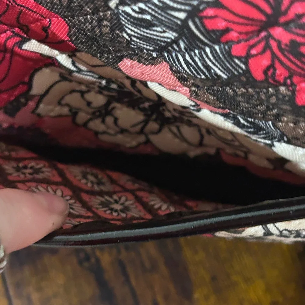 Vera Bradley mocha rouge Quilt Laptop Bag Checkpoint Friendly Floral Travel Tote